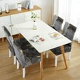 thumbnail image 4 of 4 Pcs Dining Chair Slipcover Stretch Dining Chair Cover Removable Washable Kitchen Chair Slipcovers for Home Party Hotel Wedding Ceremony, Universal Size (black & Gold Marble), 4 of 5