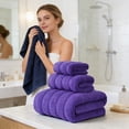 thumbnail image 7 of Bath Towel Set 3 Piece, Super Absorbent Soft Towels, Luxury Bath Sheet Hand Towel Washcloth, Hotel Quality Towel Set for Bathroom Spa （Purple）, 7 of 7