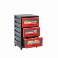 thumbnail image 4 of Italhome Mueble De Plástico En Color Negro Rojo Con 3 Cajones, Cajonera Organizador Multiusos Con Ruedas Piave, 4 of 8