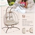 thumbnail image 3 of RADIATA Outdoor Double Hanging Egg Chair with Stand PE Wicker Oversized Patio 2 Person Swing Egg Chair Beige Loveseat, 3 of 10