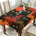 thumbnail image 4 of 60x108 Inch Tablecloth Polyester Square Tablecloth for Home Kitchen Dinner Decor Black Cat Surrounded by Pumpkins, 4 of 9