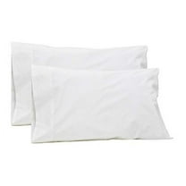 100% Cotton Percale Pillowcases Queen Size, White, 2 Pieces of Pillow Cases, Crisp and Cool Strong Bed Linen