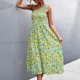 thumbnail image 4 of Vestido Sin Mangas De Un Hombro Vestido Fruncido De Un Hombro Vestido Midi Con Estampado Floral Vestido Elegante Con Estampado Floral OTVIAP Blanco y Verde XL, 4 of 5