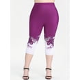 thumbnail image 4 of Rosegal for Women Leisure Plus Size & Curve High Rise Butterfly Print Skinny Leggings Purple M, 4 of 6