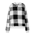 thumbnail image 3 of Dxzfnsa Womens Half Zip Sherpa Fleece Sweatshirts Soft Oversized Sweatshirts with Pockets Warm Fuzzy Plaid Sweaters, 3 of 5