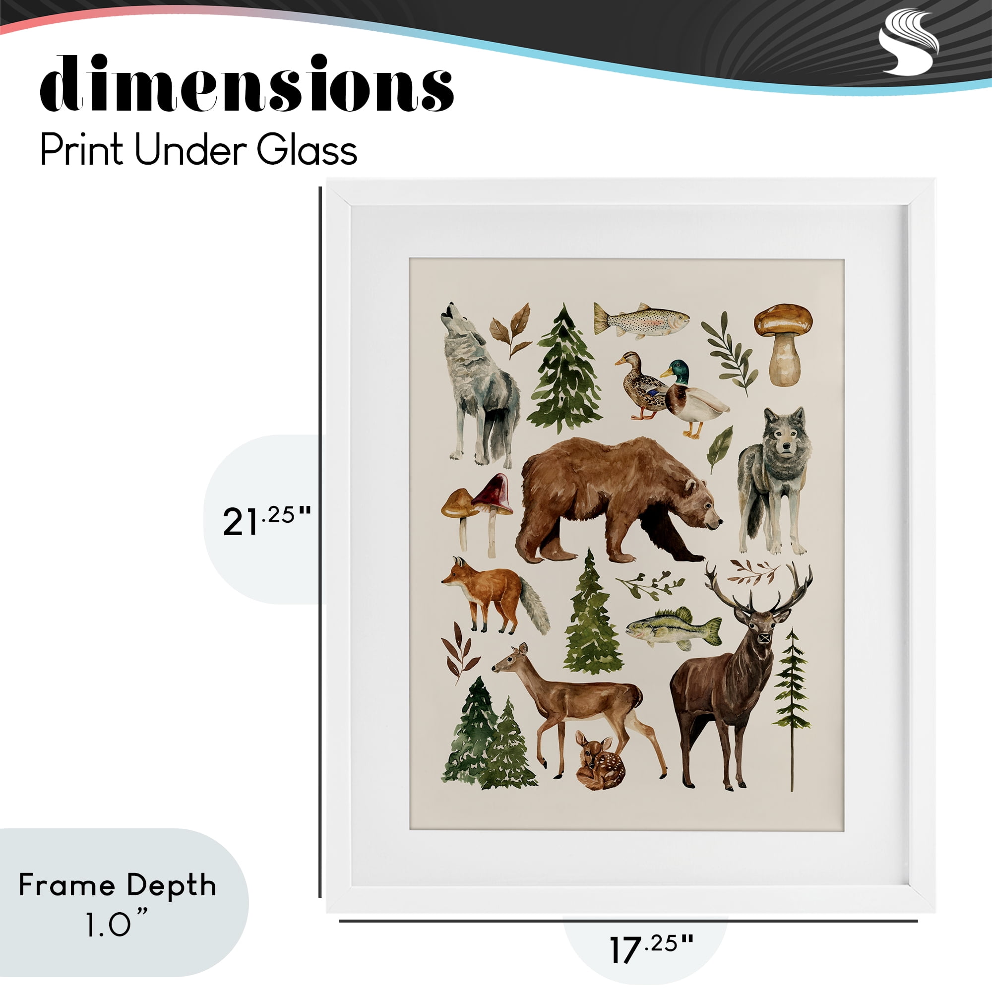 Stupell Industries The Wild Wood Animals White Framed Print Under Glass, design by Bethany Sandoval