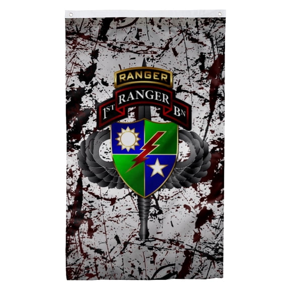 Cayyon 1st Ranger Battalion Tabbed Splatter Flag 3x5Feet Military Banner with 2 Brass Grommets