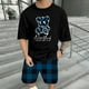 thumbnail image 1 of WILLBEST Conjunto de Camiseta y Pantalones Cortos de Verano para Hombre, Informal, con Estampado de Oso, Diseño A Cuadros, para Gimnasio, Deportes y Vacaciones, 1 of 6