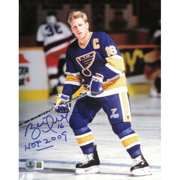 Brett Hull Autographed 8x10 Photo St. Louis Blues "HOF 2009" Beckett BAS QR #BS30620