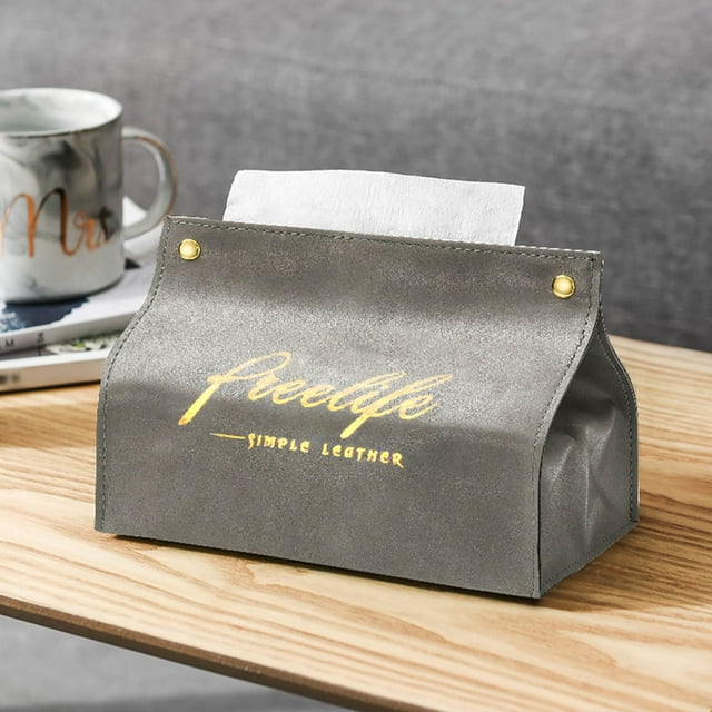 Agiferg New Leather Facial Tissue Box Cover Rectangular Napkin Holder Snap Closure