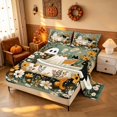 thumbnail image 2 of Homewish Halloween Bath Ghost Bed Sheets, Blossoms Black Cat Full Size Sheets, Sage Green White, 4pcs (1 Flat Sheet, 1 Fitted Sheet and 2 Pillowcases), 2 of 4