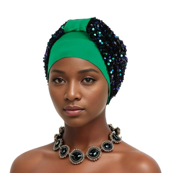 snilers Hats for Women Sparkly Sequins Beret Hat Dancing Dress Shining Cap Pleated Headscarf Hat for Parties and Festivals