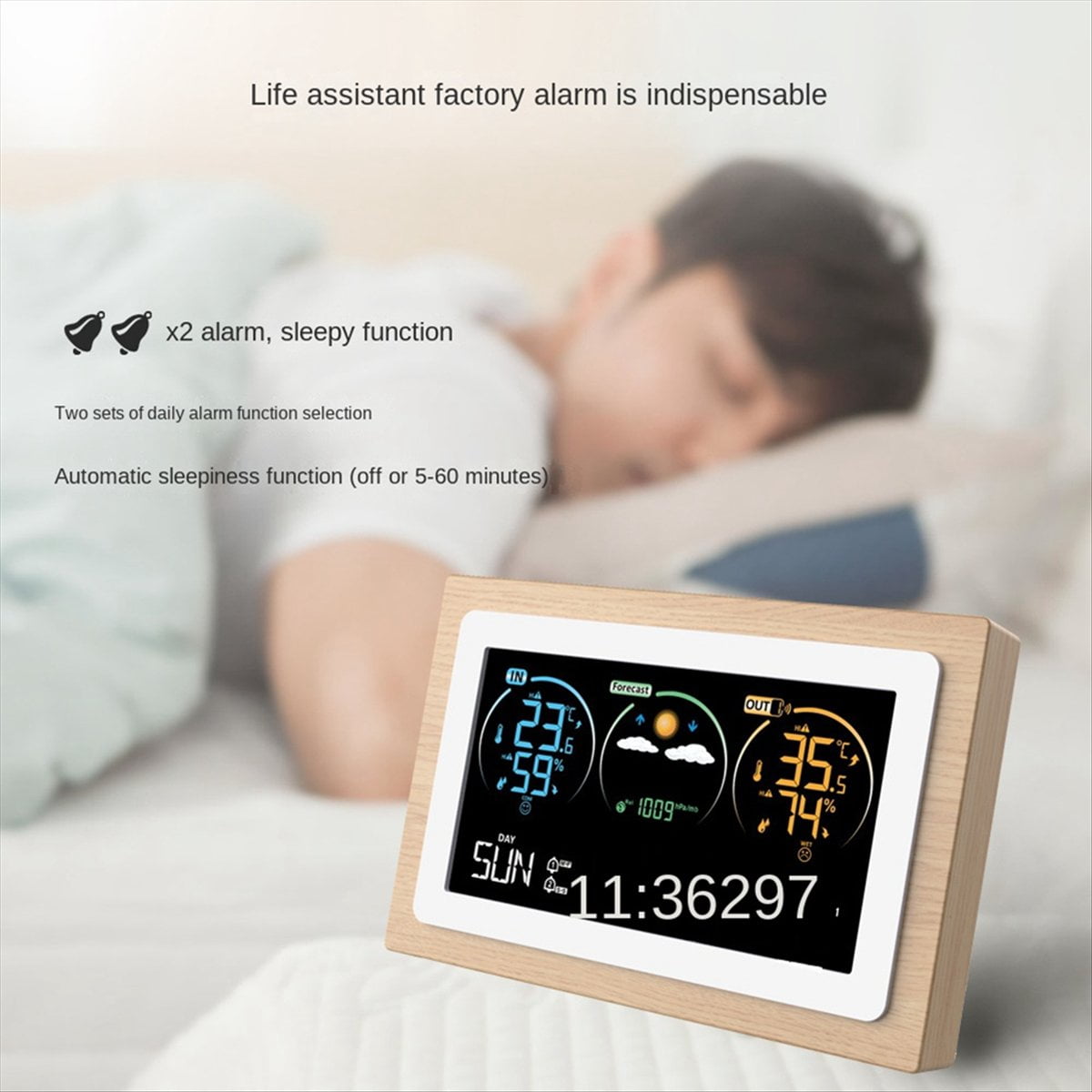 Smart Weather Station Barometer Clock Indoor Outdoor Temperature Humidity Meter Weather Forecast Multi Hygrothermograph