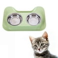 thumbnail image 2 of double puppy Feeder Bowls, Stainless steel material dog Bowls Food Bowls with Non Medium Puppy and Kitten - Green, 2 of 8