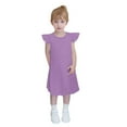 thumbnail image 1 of zbxnLI Robe à Manches à Volants pour Filles Couleur Unie Col Rond Décontracté Robe Trapèze Vacances d'Été pour Enfants, 1 of 7