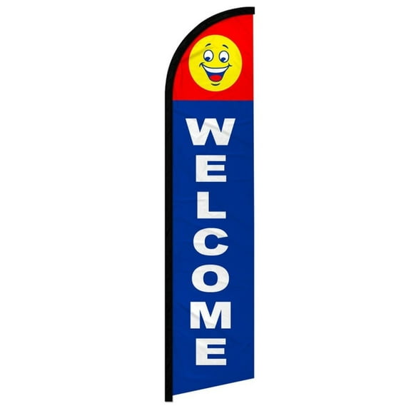Welcome (Happy Face) Windless Banner Flag