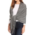 thumbnail image 3 of Sakkas Iris Warm Super Soft Cashmere Feel Pashmina Shawl / Scarf with Fringes - Dark Grey - One Size Regular, 3 of 5