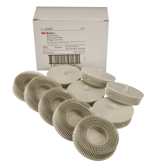 3M Automotive 7529 3" Scoth-Brite Roloc Bristle Discs 120 Grit Fine White