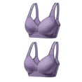 thumbnail image 1 of Bigersell Padded Bralettes for Women 2pc V-Neck Wire-Free Bra Support Women Full-Coverage Bras No Underwire Bra Style R-19 Basic Bra Strap Nylon Pullover Bra Feature Everyday Bras Underwear Purple S, 1 of 2