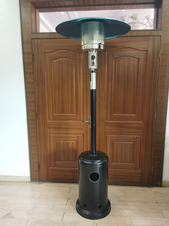 COSTWAY 13KW Gas Patio Heater Stainless Steel Outdoor Garden Freestanding Heater with Hose & Regulator 2 Wheels & Built-in Handles Variable Power Control Safety Auto Shut off Protection