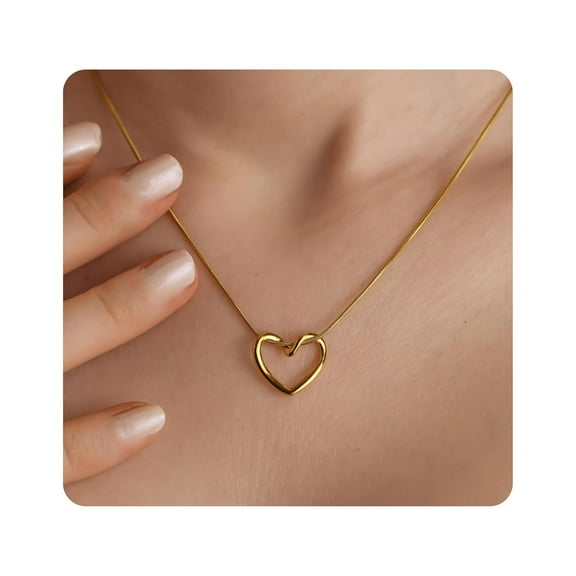 Single Heart Necklace for Women 14k Gold Plated Heart Necklace Simple Heart Necklace as Unique Gifts for Women, Adjustable Length Gold Necklace For Women