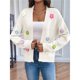 thumbnail image 5 of Cárdigan Corto de Mujer, Suéter de Larga, Estilo Bohemio, Bordado Floral de Ganchillo, Corte Oversize, Prenda Exterior de Punto Abierta L, 5 of 9