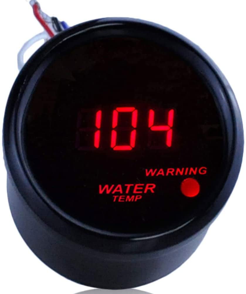 Afa Motors Digital Water Temperature Gauge 2" 52mm Red LED Water Temp Sensor Gauge Fahrenheit