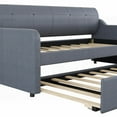 thumbnail image 3 of Gray Twin Size Upholstered DayBed featuring USB Charging & Pull-out Trundle, 3 of 14