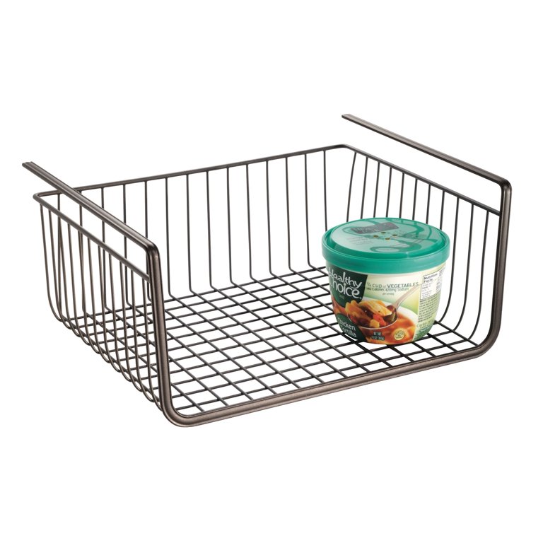 iDesign The RA Safford Collection Wire Basket with Acacia Wood, 10 x 8 x 5