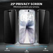 3-Pack 9H+ Tempered Glass Screen Protector for iPhone [2x HD Clear + 1x Privacy] | Military-Grade Shatterproof | No-Dust Installation Kit (15/16)
