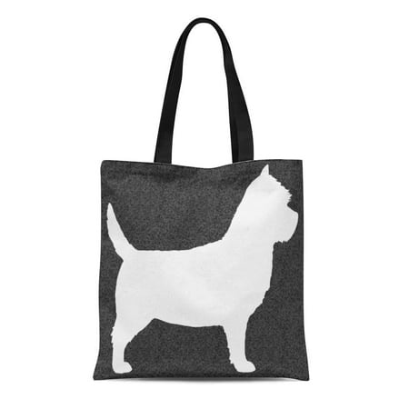 Cairn Terrier Silhouette - LADDKE Canvas Tote Bag Dog Cairn Terrier Silhouette Pets Lover Reusable Handbag Shoulder Grocery Shopping Bags