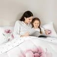 thumbnail image 5 of jejeloiu Ink Aesthetic Art Queen Comforter Set,Retro Rustic Floral Bedding Sets,White Pink Bedding Comforter Set For Kids,Ultra Soft Home Decor Reversible,3pcs, 5 of 8