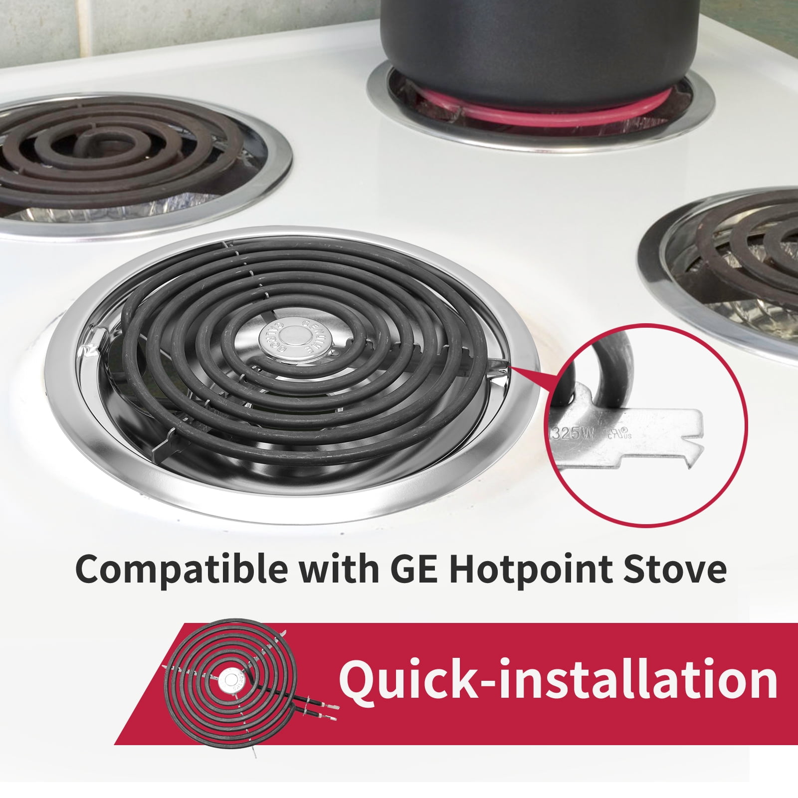 COZZIVITA WB30M1 & WB30M2 Electric Stove Burner Replacement - Fit GE, Hotpoint - 2x 8'' & 2x 6''