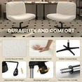 thumbnail image 4 of RONG-3 Wide Criss Cross Legged Office Desk Chair with No Wheels, Vanity Comfy Swivel Computer Chairs for Home Office Reading Makeup, Beige, 4 of 9