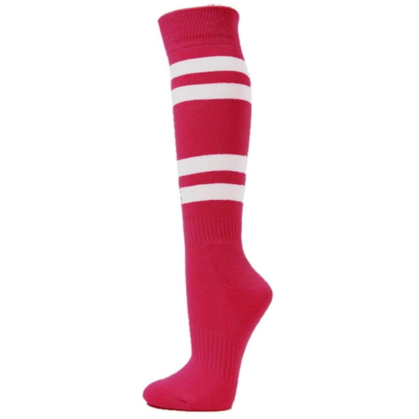 Couver Couver Premium Hot Pink Softball/Sports Striped Knee High