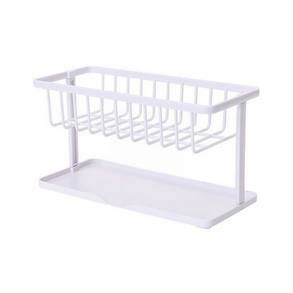 TIELUTT Japanese Style Double Layer Drain Rack Sponge Storage Rack Pool Storage Supplies Drain Rack Two Tier Dish Drying Rack Kitchen Wall Rack Dry Rack in Dish Drainer Dish Dry Rack over The