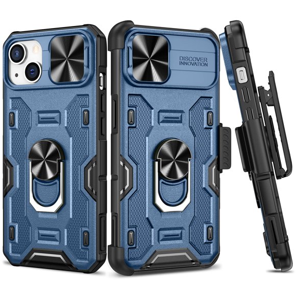 Funda VEGO para iPhone 13/14 con clip para cinturón y funda para cámara, azul