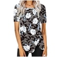 thumbnail image 2 of Fiudx Ofertas Flash Artículos En Oferta Blusa Casual de Manga Corta con Estampado de Botones y Cuello Redondo para Mujer, 2 of 5
