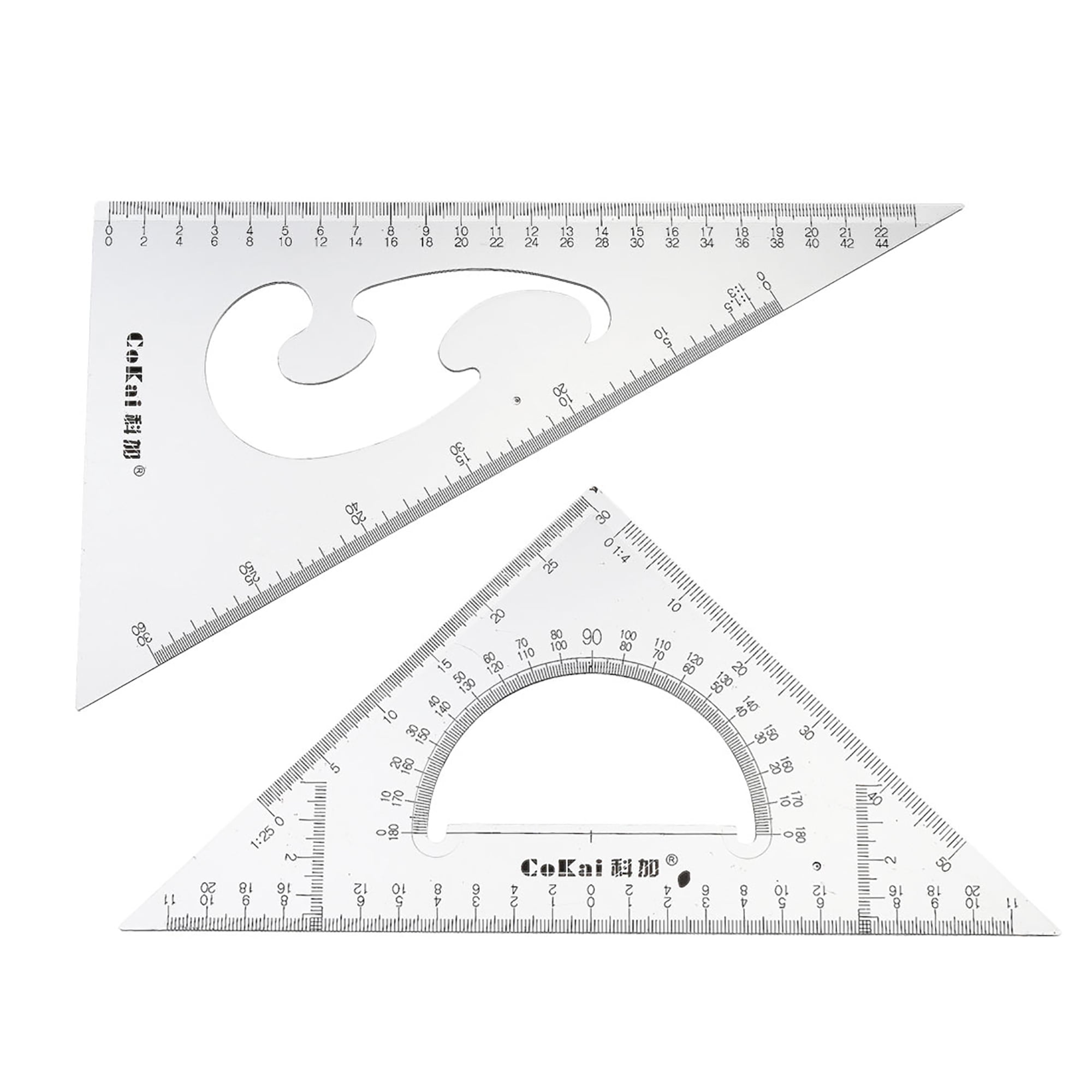 22cm 30 60 45 90 Degrees Triangle Ruler Square Set With Built In Protractor Set Of 2 Walmart Com