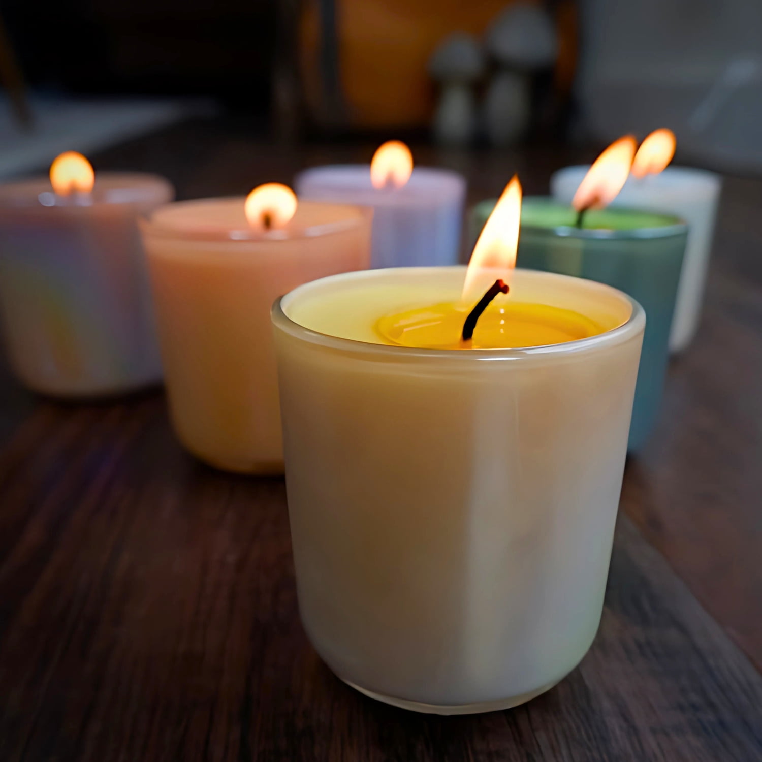 Candlestock Beeswax And Soy Wax Scented Iridescent Glass Jar Candles