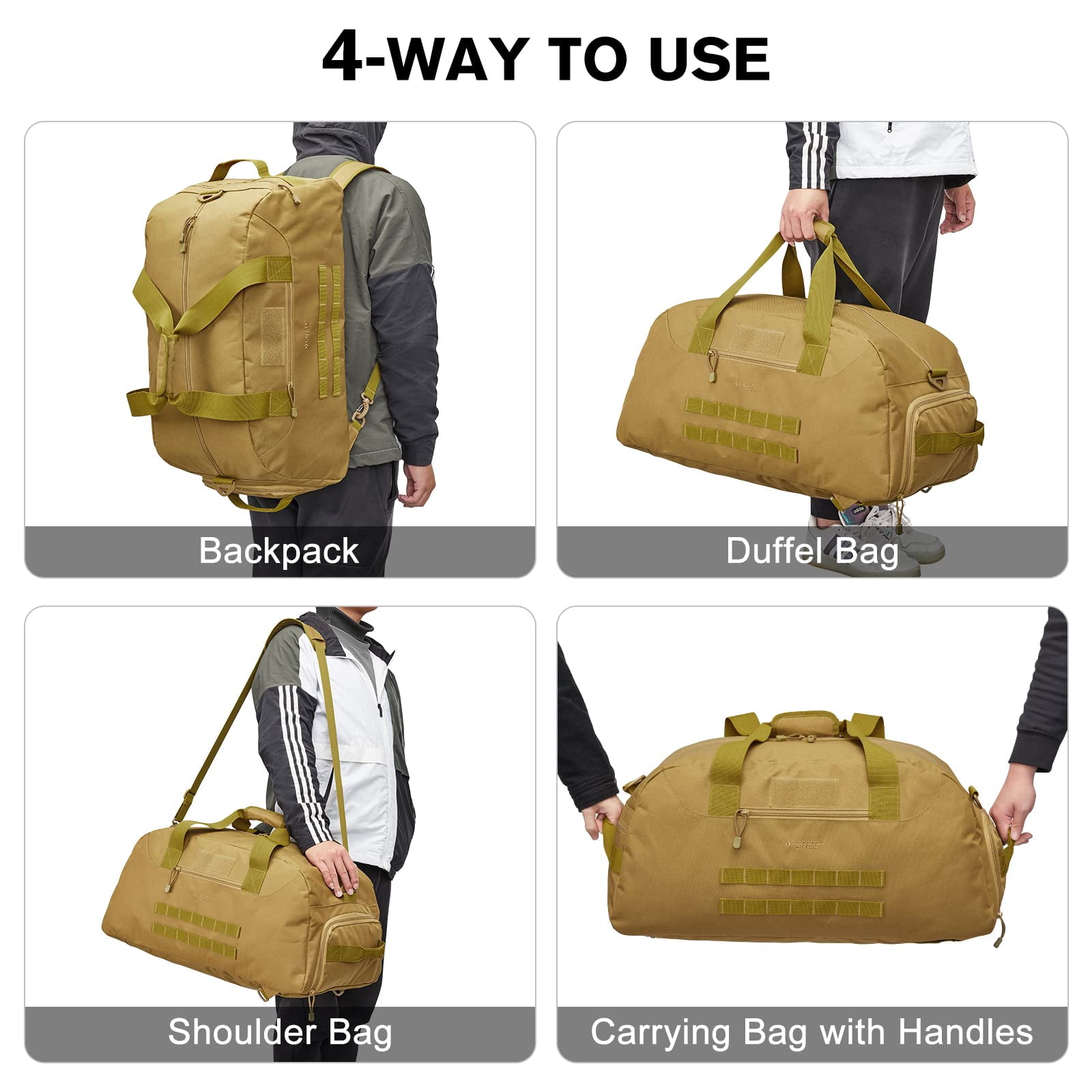 G4Free 70L Large Sports Duffle Bag for Men Gym Travel Backpack with Shoes Compartment Convertible Duffel Backpack