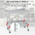 thumbnail image 4 of Table de Préparation en Acier Inoxydable 60x24 Pouces avec Dosseret et Roues Verrouillables, Table de Travail Commerciale Robuste 660 Lb avec Tablette Inférieure Ajustable, Îlot de Cuisine NSF pour Restaurant et Maison, 30 36 48 60 Pouces, 4 of 8