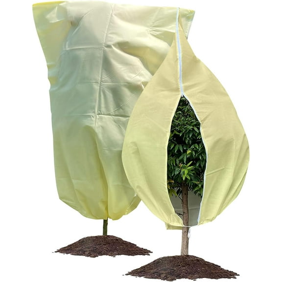 Plant Covers Freeze Protection Large, 2 Packs 60''W x 70''H Shrub Covers with Zipper and Drawstring, Frost Cloth for Winter, Outdoor Plant Blankets for Cold Weather 60’’W x 70’’H