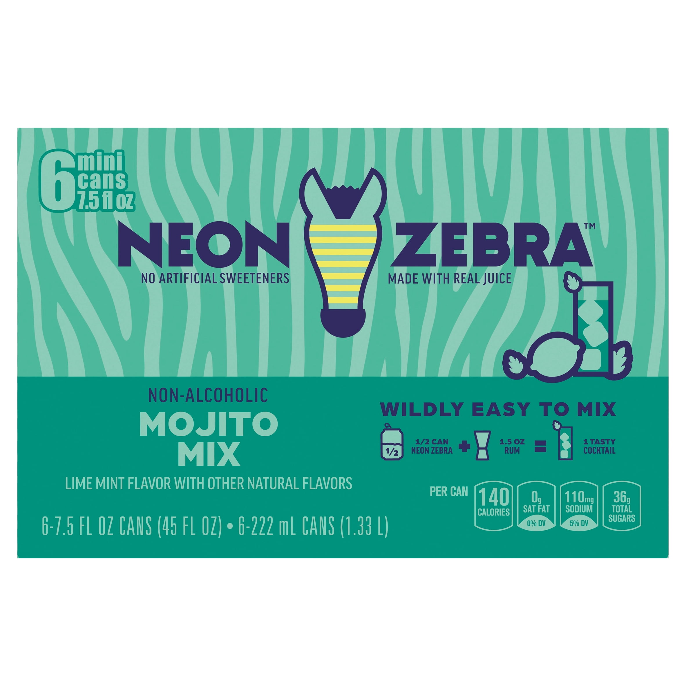 Neon Zebra Mojito Mix, Cocktail Mixers, No Artificial Sweeteners