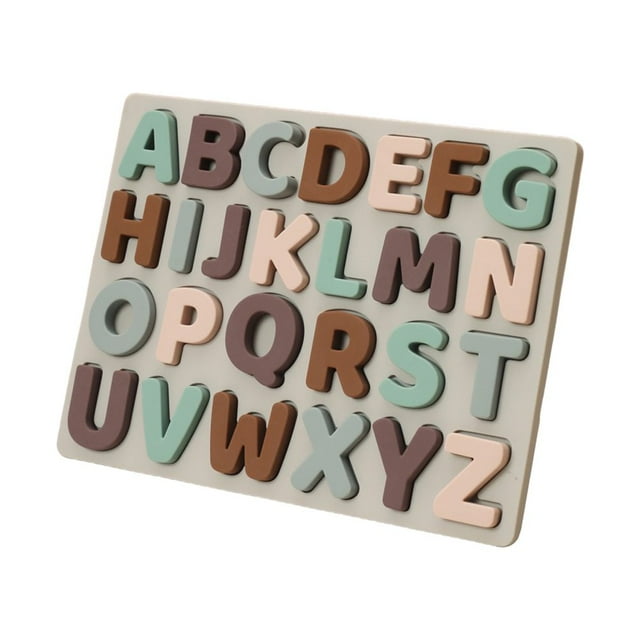 Kids Silicone Alphabet&Geometry Puzzle Board Montessori Educational Toy Gift For Boys & Girls