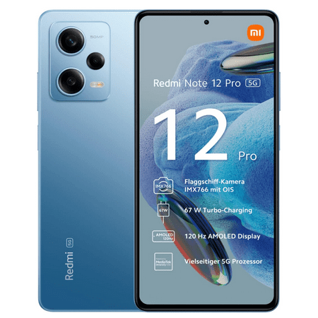 Xiaomi Redmi Note 12 Pro 5G + 4G (256GB + 8GB) Factory Unlocked 6.67" 50MP Triple Camera (Light Blue)
