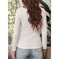 thumbnail image 4 of Womens Casual V Neck Button Down Blouses Long Sleeve Solid Color Slim Fit Knit Tunic Tops, 4 of 6