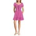 thumbnail image 2 of INSPIRE CHIC Women's Ruffle Hem Sweetheart Neck Heart Tie Front Mini Dress S Pink, 2 of 6