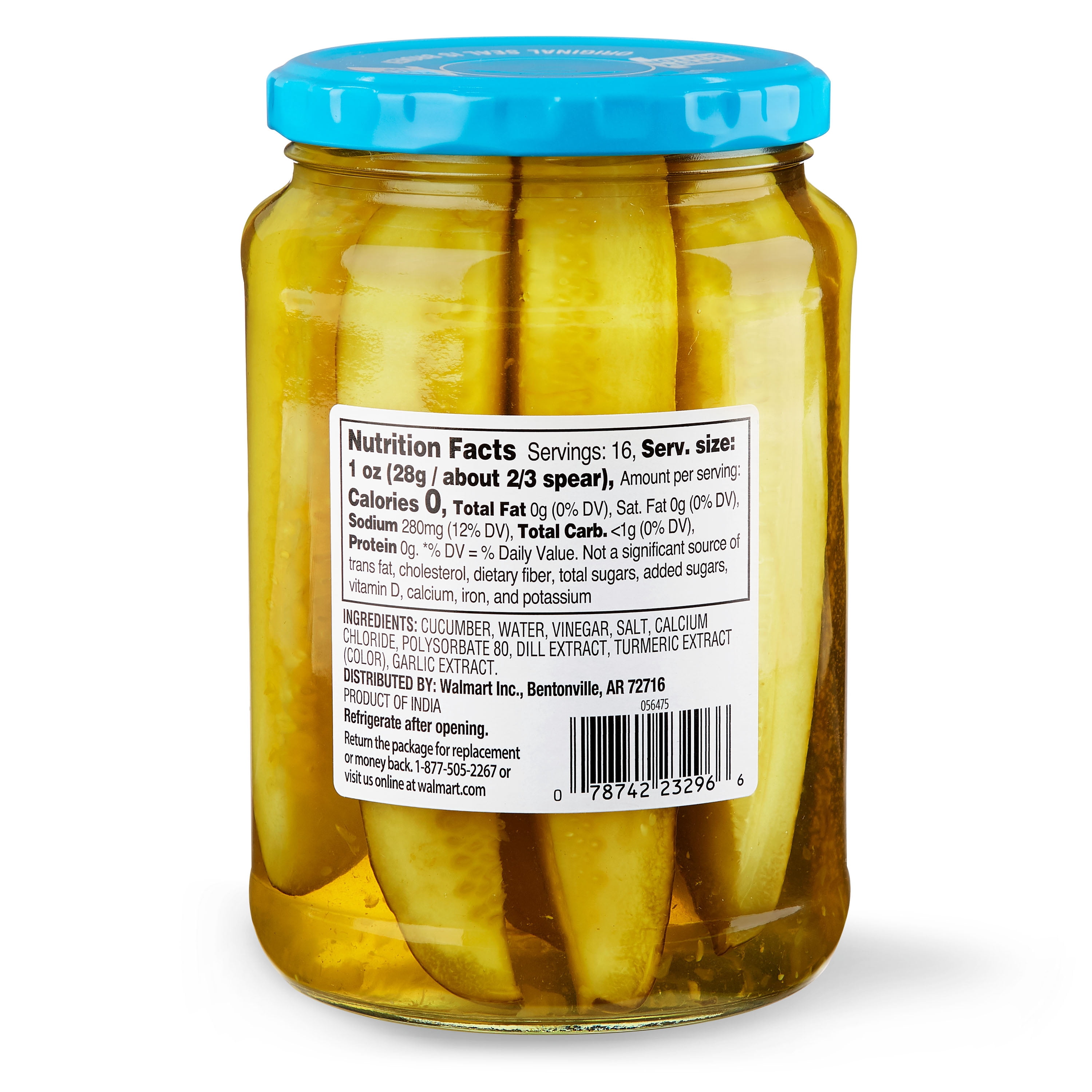 (6 pack) Great Value Kosher Spears Dill Pickle Fresh Pack, 24 fl oz Jar