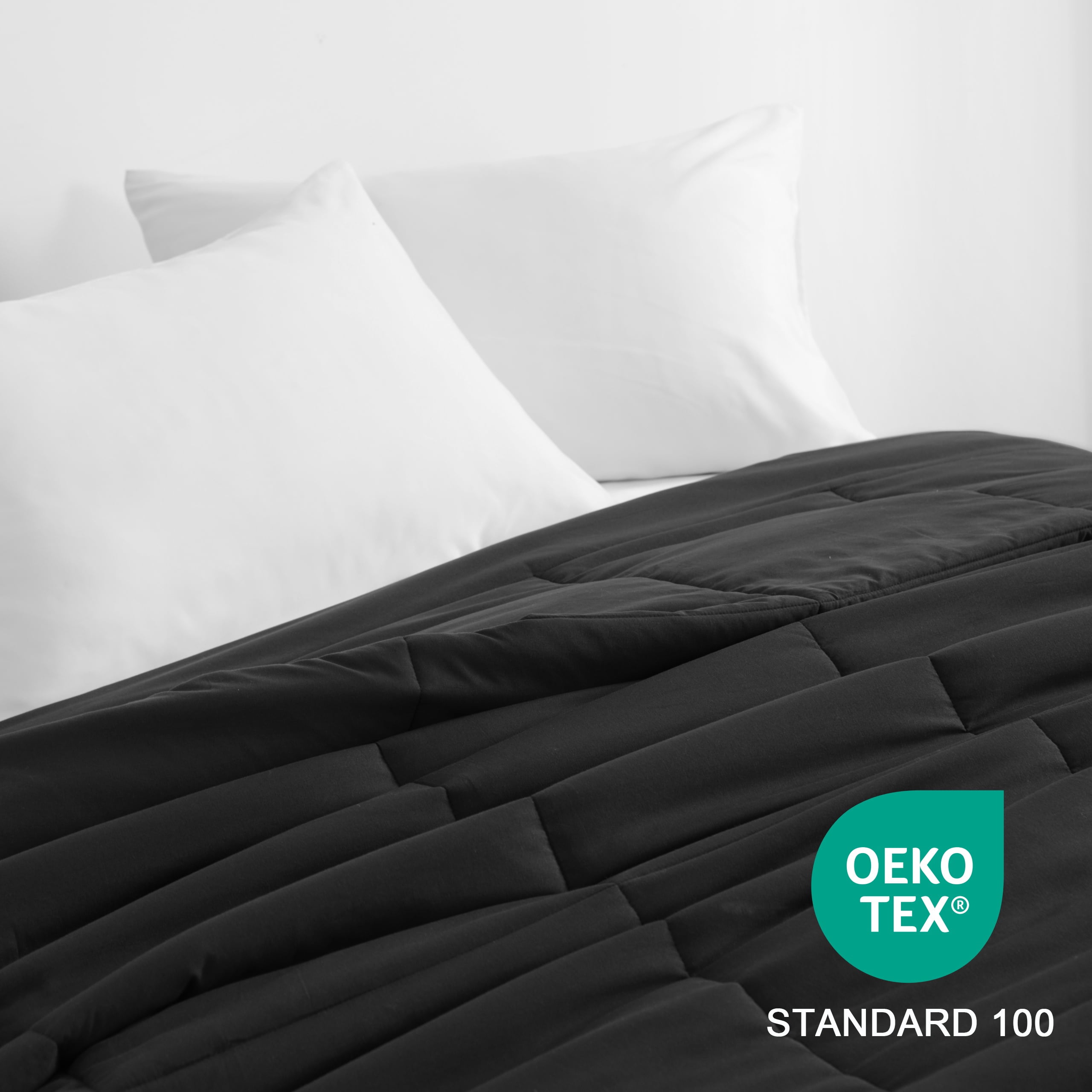 Ntbay Twin Size Down Alternative Comforter Duvet Insert, All Season Reversible Quilted Bedding with Corner Tabs, Breathable, 68x90 inches, Black